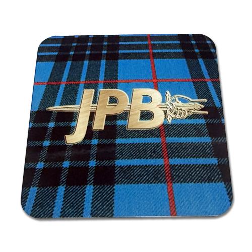 Square, material-top, rubber-backed, coaster