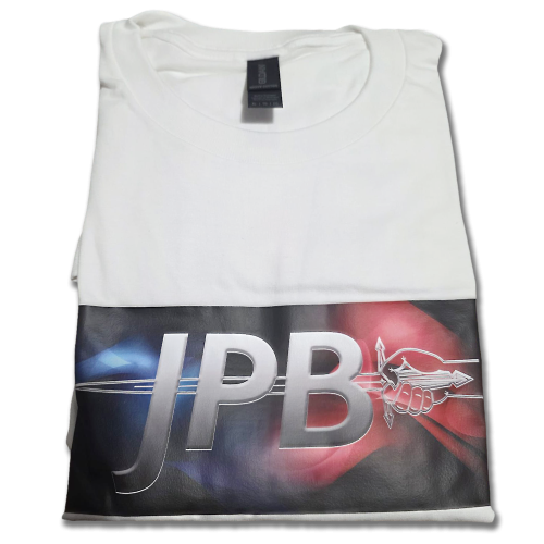 White T shirt with bass drum logo